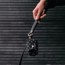 Frenchie Poo Bag Holder- Bad To The Bone -Bandana Buddy Shop Frenchie Bulldog dog poo bag holder black skull poo bag 0008