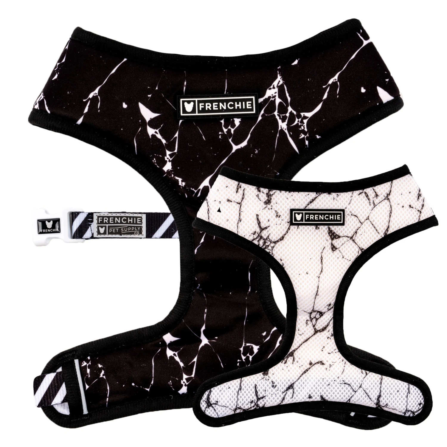 Frenchie Duo Reversible Harness - Black Marble 3 Frenchie Duo Reversible Harness - Black Marble