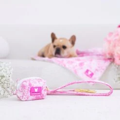 Frenchie Poo Bag Holder - Toile- Pink -Bandana Buddy Shop Toile Pink 1