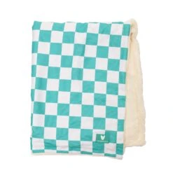 Frenchie Blanket - Aqua Checkered