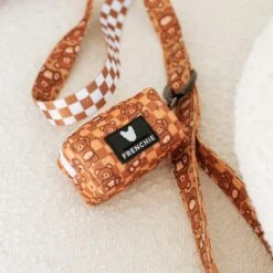 Frenchie Poo Bag Holder - Teddy Bear -Bandana Buddy Shop frenchie bulldog reversible harness leash collar poo bag bandana brown teddy bear 032