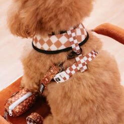 Frenchie Duo Reversible Harness - Teddy Bear -Bandana Buddy Shop frenchie bulldog reversible harness leash collar poo bag bandana brown teddy bear 062