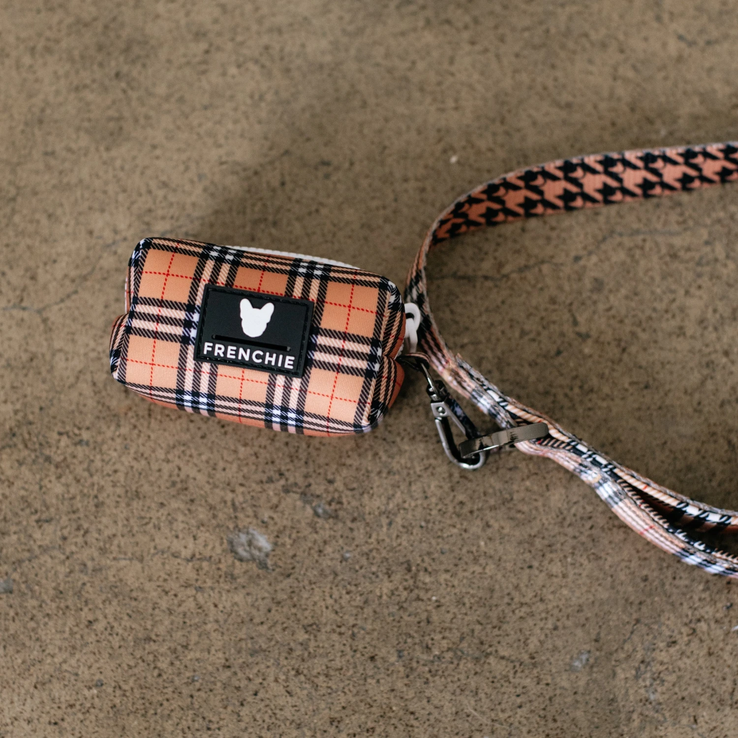 Frenchie Poo Bag Holder - Tan Tartan 5 Frenchie Poo Bag Holder - Tan Tartan - Image 3