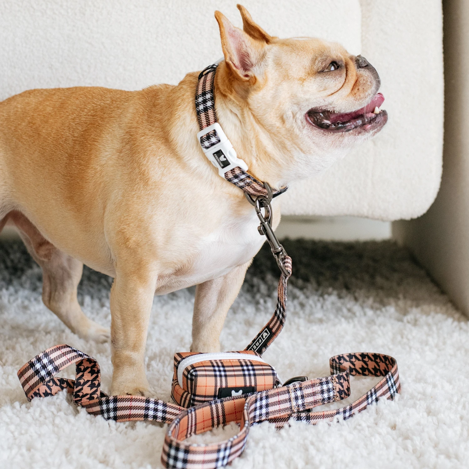 Frenchie Comfort Leash - Tan Tartan 9 Frenchie Comfort Leash - Tan Tartan - Image 7