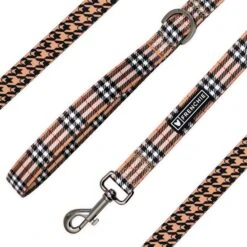 Frenchie Comfort Leash - Tan Tartan