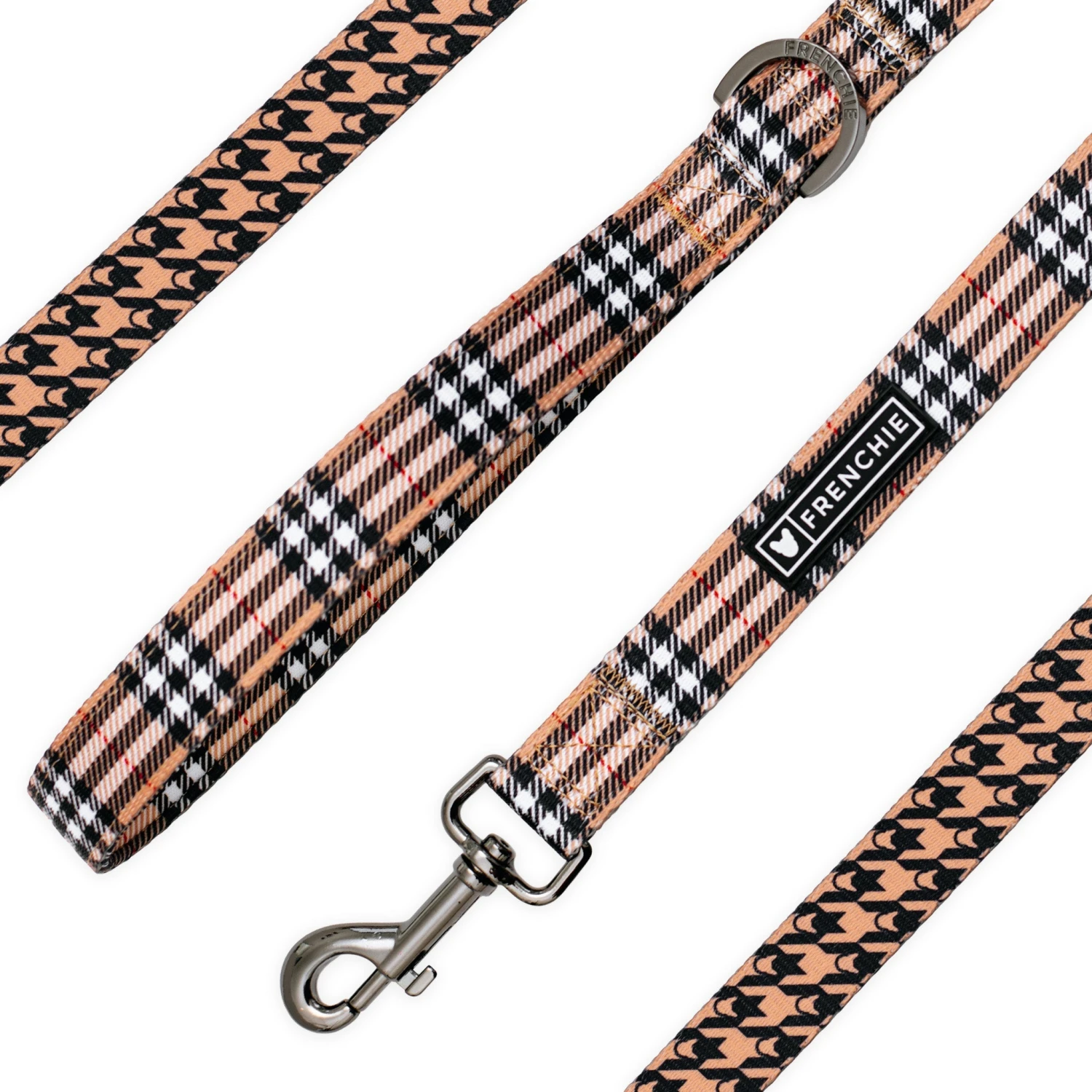 Frenchie Comfort Leash - Tan Tartan 3 Frenchie Comfort Leash - Tan Tartan